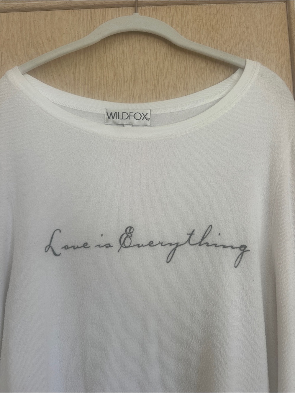 Wildfox Cream 'Love is Everything' Scoopneck Sweatshirt - Picture 2 of 6